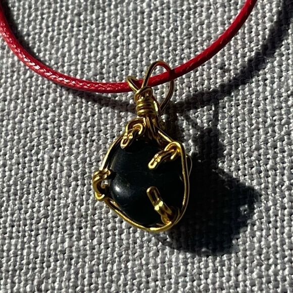 🎶 OBSIDIAN GEMSTONE BOHO PENDANT NECKLACE 🎶😎 - Picture 4 of 6
